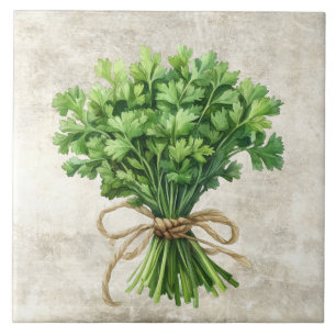 Carreau Herbes aquarelles rustiques Conception de persil a