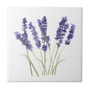 Carreau Herbes de fleurs de lavande rustique violet aquare