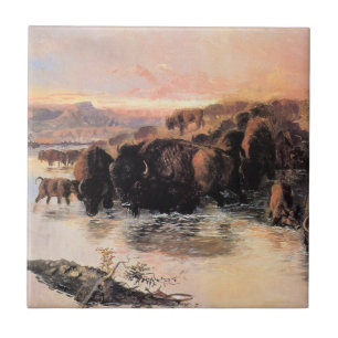 Carreau Herd of Buffalo (par Charles M. Russell)