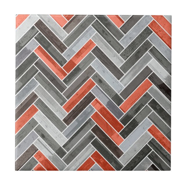 Carreau Herringbone Pattern in Orange Grey (Devant)