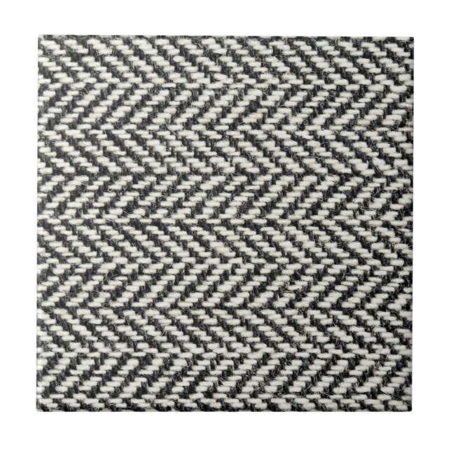 Carreau Herringbone Tweed Russe Black & White Knit Imprime (Devant)