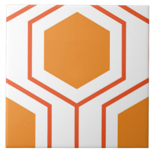 Carreau Hexagon abstract geometrical pattern en orange et