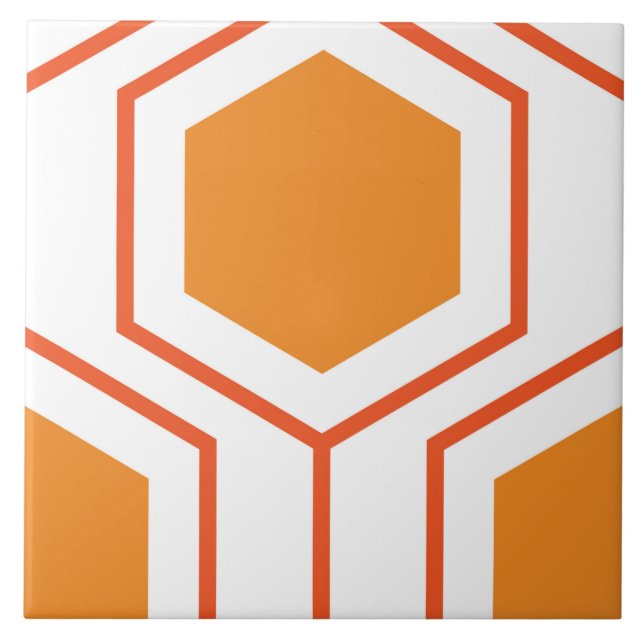 Carreau Hexagon abstract geometrical pattern en orange et (Devant)