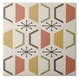 Carreau Hexagons modernes du milieu du siècle Multicolores