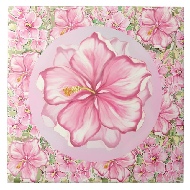 Carreau Hibiscus & dentelle PINK (Devant)