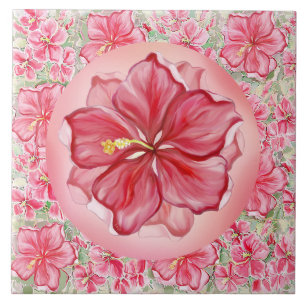 Carreau Hibiscus & dentelle RED