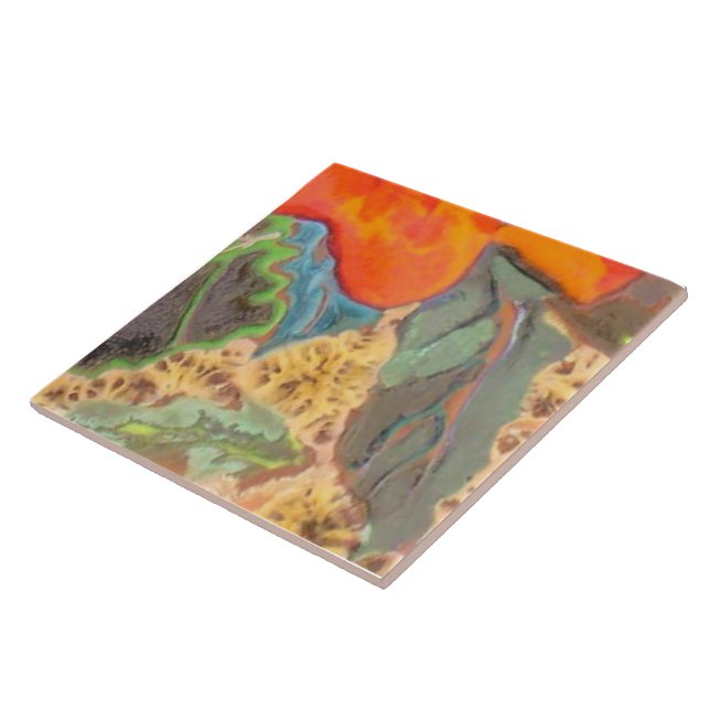 Carreau Hibiscus orange Partie 11 de 12 (Côté)