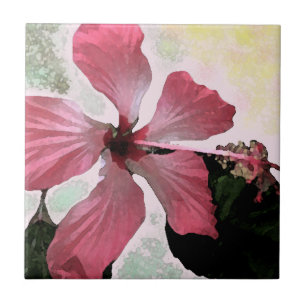 Carreau Hibiscus rose fleur tropicale été exotique flora