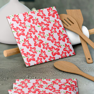 Carreau Hibiscus Rouge, Fleurs Rouges, Motif De Fleurs