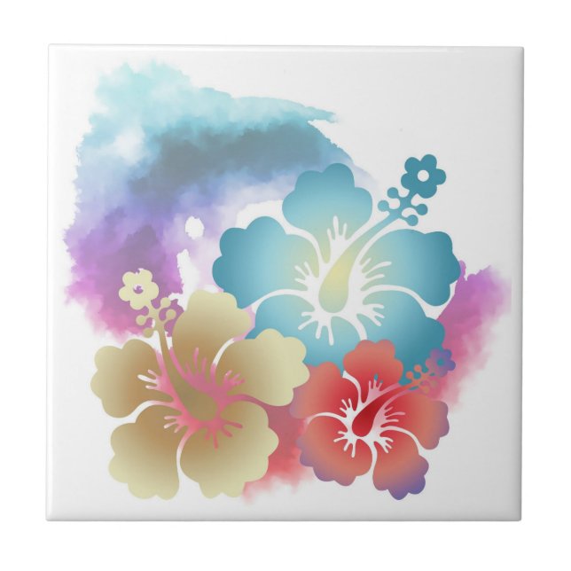Carreau Hibiscus Tropical Fleurs Multi Couleur Carrelage e (Devant)