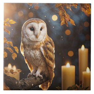 Carreau Hibou et Bougies Mystique Magique Automne