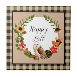 Carreau Hibou et nature avec texte personnalisable
