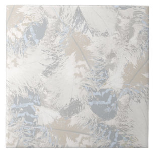 Carreau hibou Plumes, gris, beige et bleu, oiseau, léger,