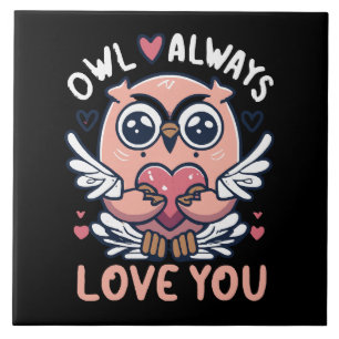 Carreau Hibou t'aime toujours - Saint Valentin