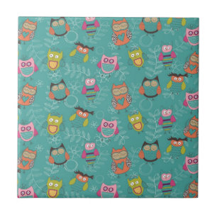 Carreau Hiboux gribouillés sur Teal