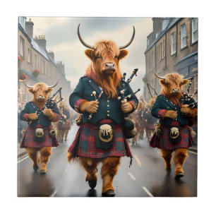Carreau Highland Harmony : Bagpipe Highland Cow Band
