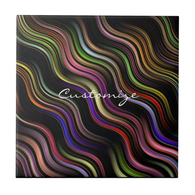 Carreau hippie ondulé des années 70 super psychédélique (Devant)