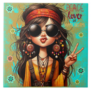 Carreau Hippie Quirky Peace & Love Carrelage en céramique