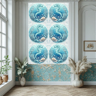 Carreau Hippocampes Côtiers Coraux Océaniques Décoration T