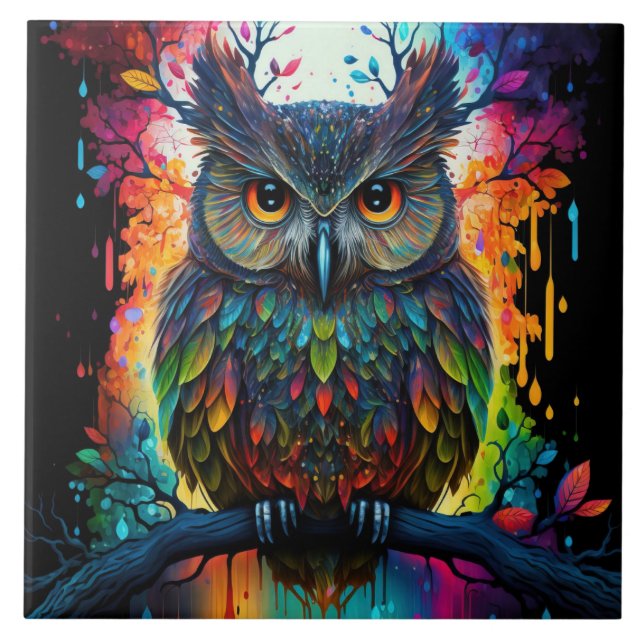 Carreau Hippy Owl, Imaginaire psychédélique (Devant)