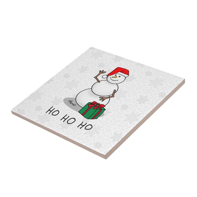 Carreau Ho Ho Joyeux Noël Père Noël mignonne Snowman (Côté)
