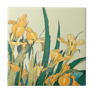 Carreau Hokusai grasshopper et iris Japon