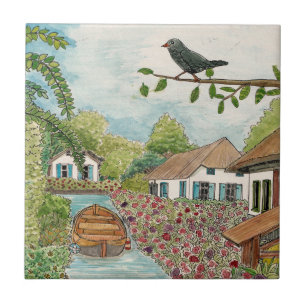 Carreau Hollandaise Venise Giethoorn Pays-Bas Ink Aquarell