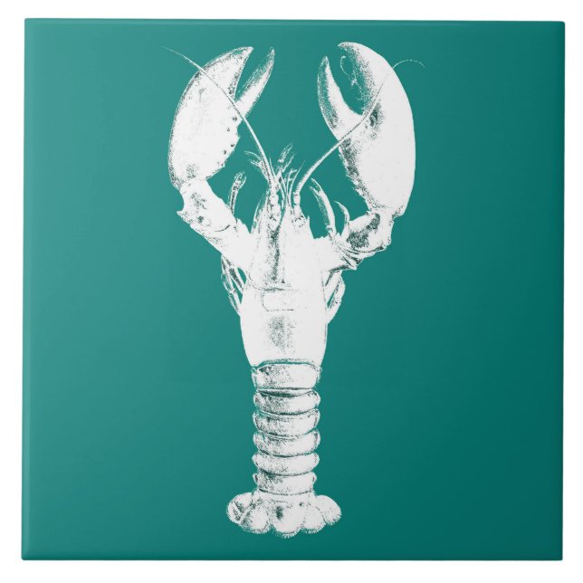 Carreau Homard blanc sur Turquoise / Turquoise (Devant)