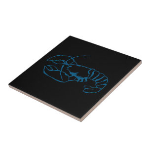 Carreau Homard Bleu Animal Marin Dessin Simple au Trait Ar