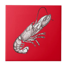 Carreau homard graphique vintage en rouge