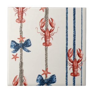 Carreau Homard Patriotique Rouge Blanc Bleu Étoiles (1)