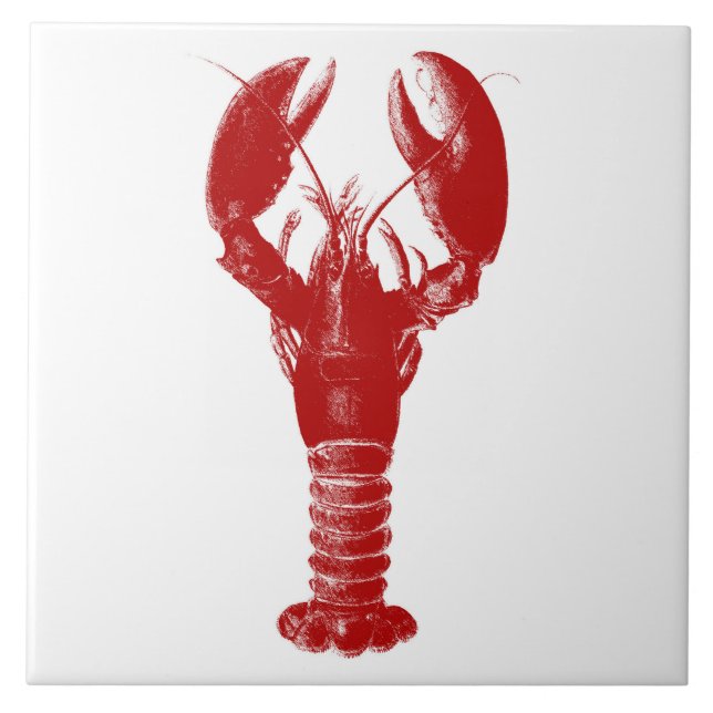 Carreau Homard rouge-foncé sur le blanc (Devant)