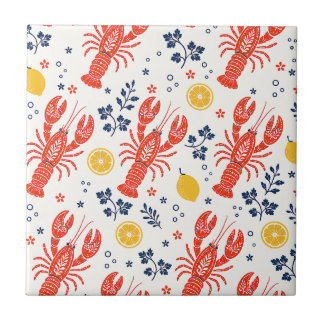 Carreau Homards et Citron, Décoration de Cuisine Nautique