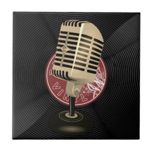 Carreau Hommage intemporel au Microphone rétro de musique 