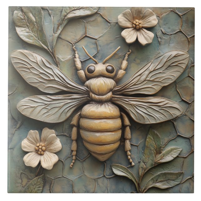 Carreau Honey Bee Faux Secours Céramique - Inspiré par la  (Devant)