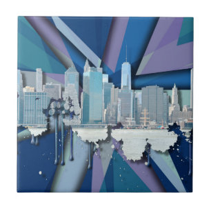 Carreau Horizon   3D bleu de New York City