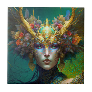 Carreau Horned Elf Woman Imaginaire Art Carrelage en céram
