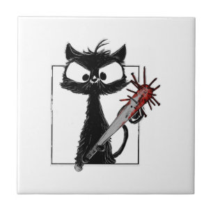 Carreau Horreur de baseball de chat noir Halloween
