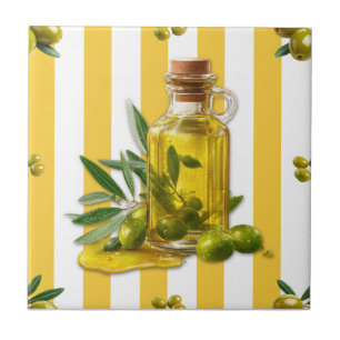 Carreau Huile d'olive à motif rayure jaune méditerranéenne