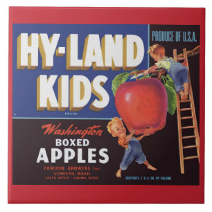 Carreau Hyland Kids Washington Apples étiquette des années