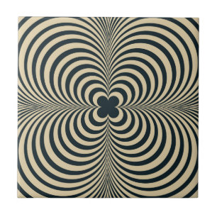 Carreau Hypnotique rétro Fleur Noir Beige Motif