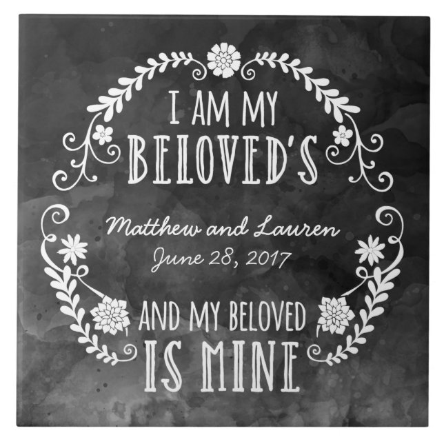 Carreau I Am My Beloved's, Mariage Black Watercolor (Devant)