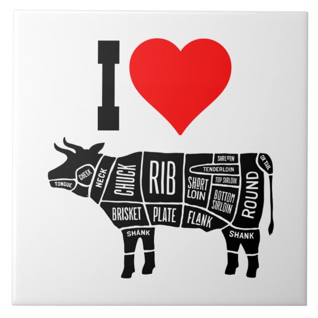 Carreau I Heart Love Beef Boucher Chef Cook (Devant)