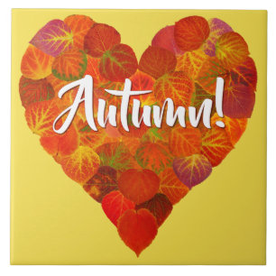 Carreau I Love Autumn, Bold—Red Aspen Leaf Heart 1