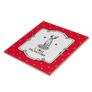 Carreau I Love Dalmatians (noir 1) Coeurs Amusants