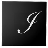 I Monogramme initial blanc sur noir