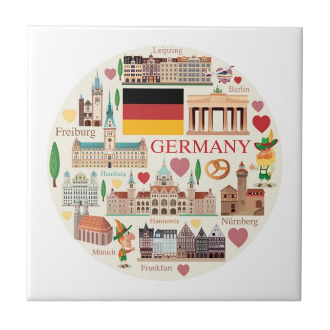 Carreau Icônes de voyage Allemagne (Devant)