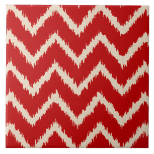 Carreau Ikat Chevrons - Chinois rouge et tan