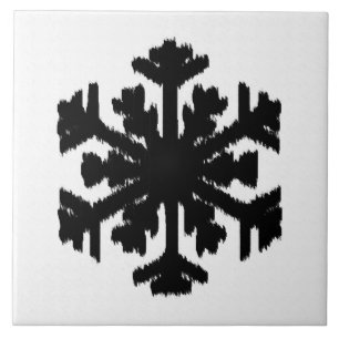 Carreau Ikat Snowflake - Blanc et noir
