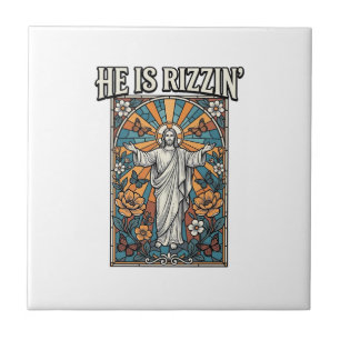 Carreau Il est Rizzin Vintage Pâques Vitrail T-Shirt De